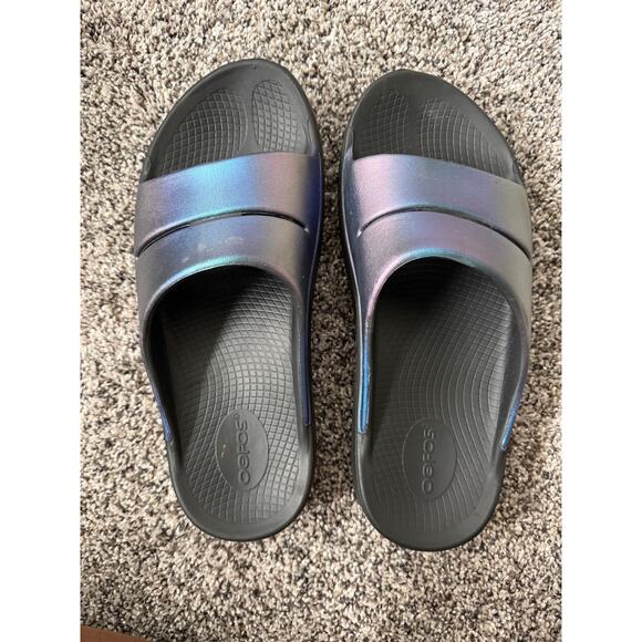 OOFOS women's ooahh luxe slide midnight spectre women's size 9 - Picture 3 of 5